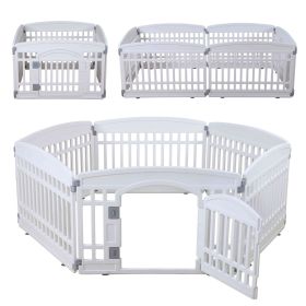 Pet Playpen Foldable Gate for Dogs Heavy Plastic Puppy Exercise Pen with Door Portable Indoor Outdoor Small Pets Fence Puppies Folding Cage 6 Pan