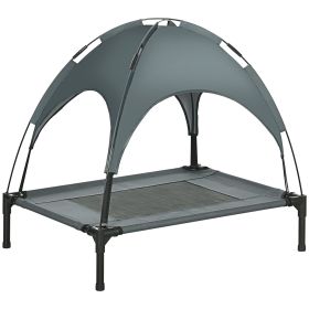 PawHut Elevated Dog Bed with Removable Canopy, Outdoor Dog Cot with UV Protection Canopy Shade, 30 inch Pet Bed for Camping, Gray