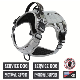 Hiphoppet US Local Tactical Service Dog Harness Vest Adjustable Reflective No Pulling Large Dog Harness With Metal Buckle (Option: GrayCamo-XL)