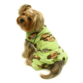 Silly Monkey Front Sleeveless Fleec Pajamas (Color: Lime, size: M)