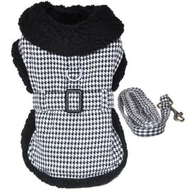 Black and White Classic Houndstooth Dog Harness Coat with Leash (Option: X-Small)
