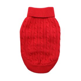 Combed Cotton Cable Knit Dog Sweater - Fiery Red (Option: Large)
