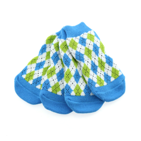 Non-Skid Dog Socks - Blue and Green Argyle (Option: X-Small)