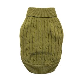 Combed Cotton Cable Knit Dog Sweater - Herb Green (Option: Small)