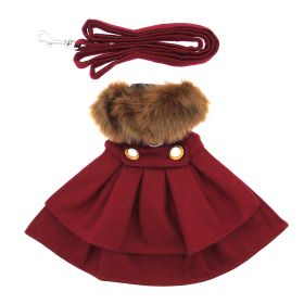 Wool Fur-Trimmed Dog Harness Coat - Burgundy (Option: Medium)